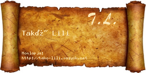 Takó Lili névjegykártya